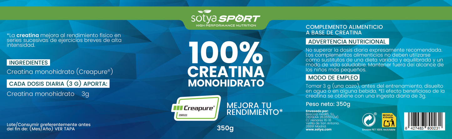100% CREATINA MONOHIDRATO 350g