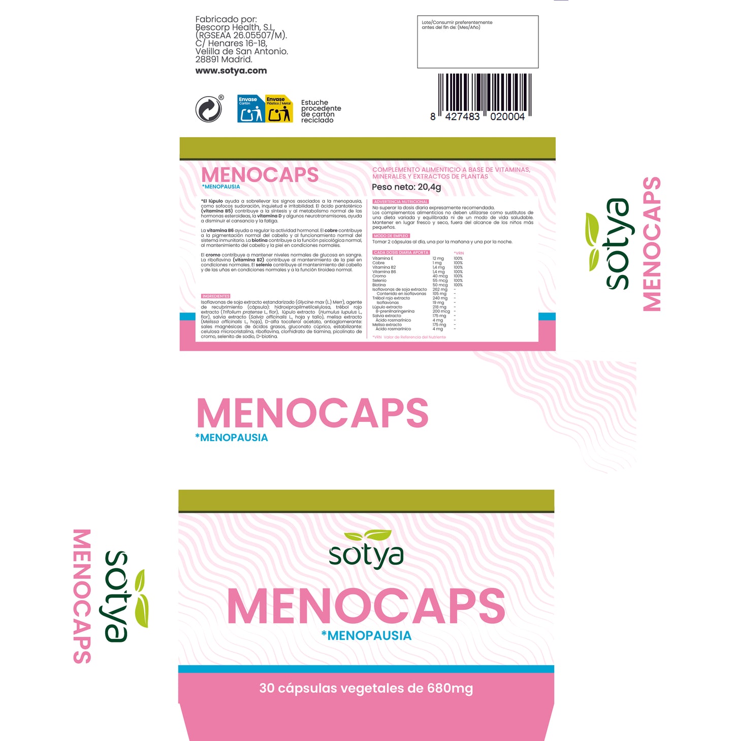 Menocaps 30 cápsulas vegetales de 680mg