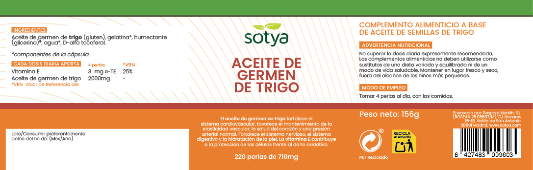 Aceite de germen de trigo 710mg 220 perlas