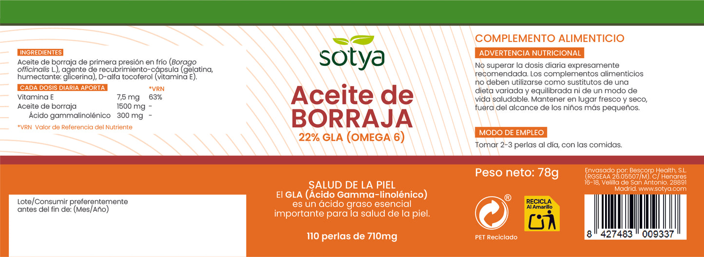 Aceite de Borraja 110 Perlas de 710mg