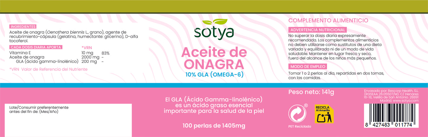 Evening Primrose Oil 10% GLA (OMEGA-6) 100 Pearls of 1405mg