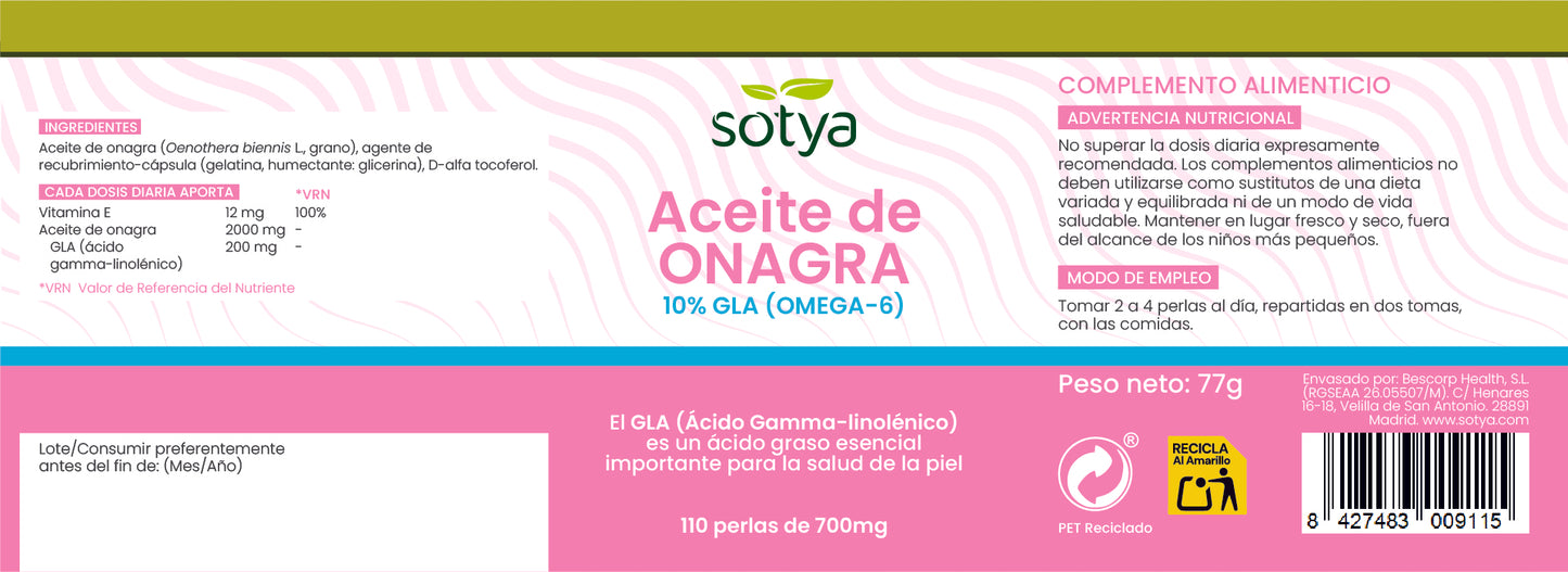 Evening Primrose Oil 10% GLA (OMEGA-6) 110 Pearls of 700mg