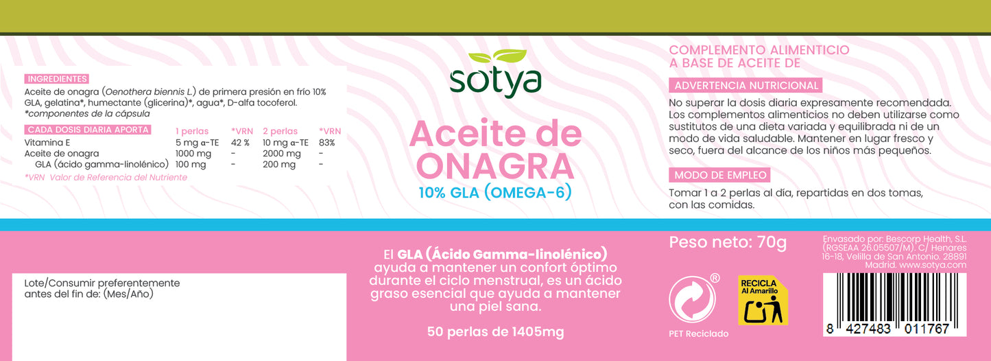 Aceite de Onagra 50 perlas de 1405mg