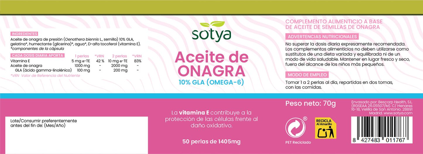 Aceite de Onagra 50 perlas de 1405mg