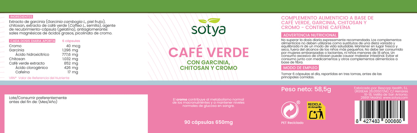CAFE VERDE con garcinia, chitosan y cromo