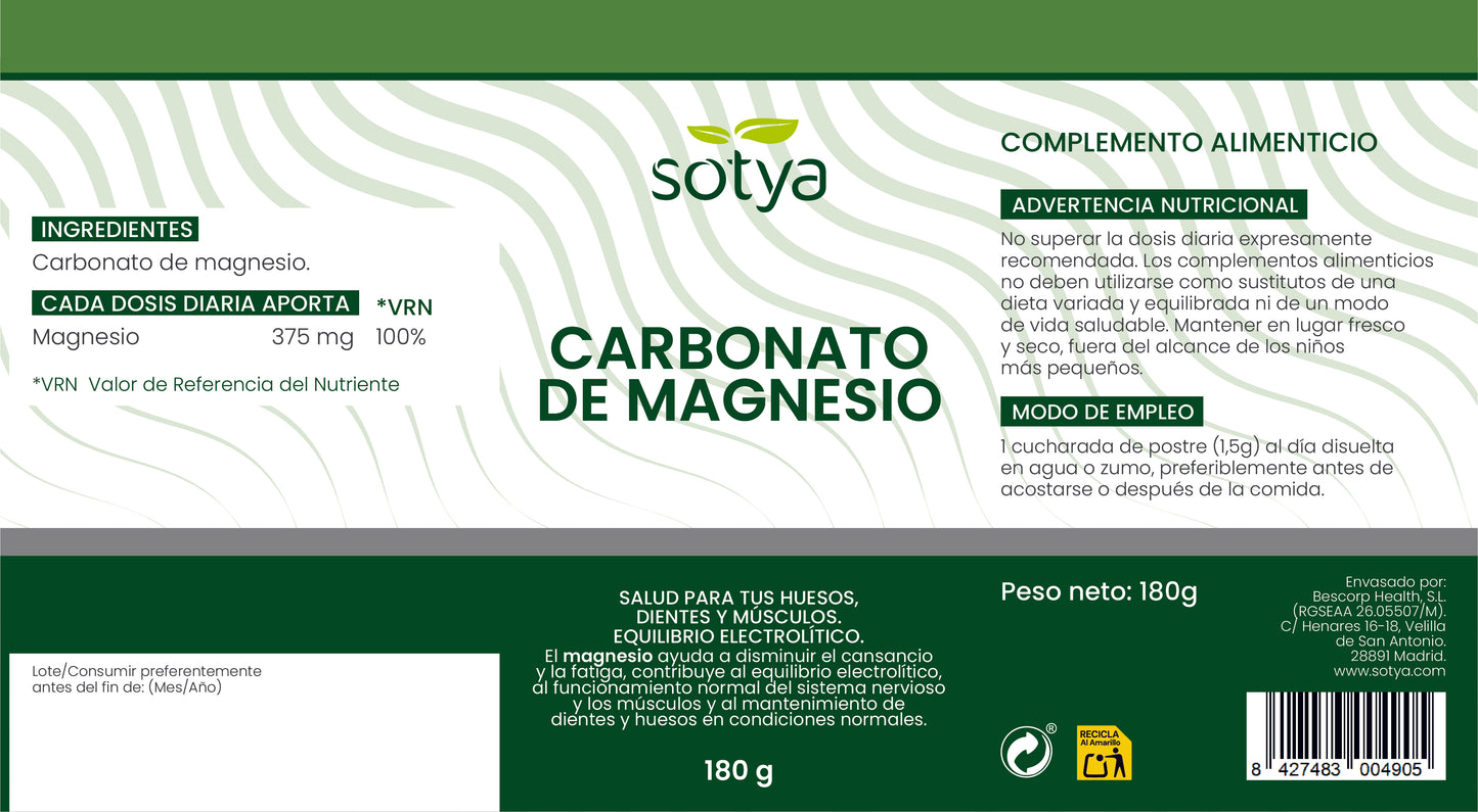 Carbonato de Magnesio, 180g