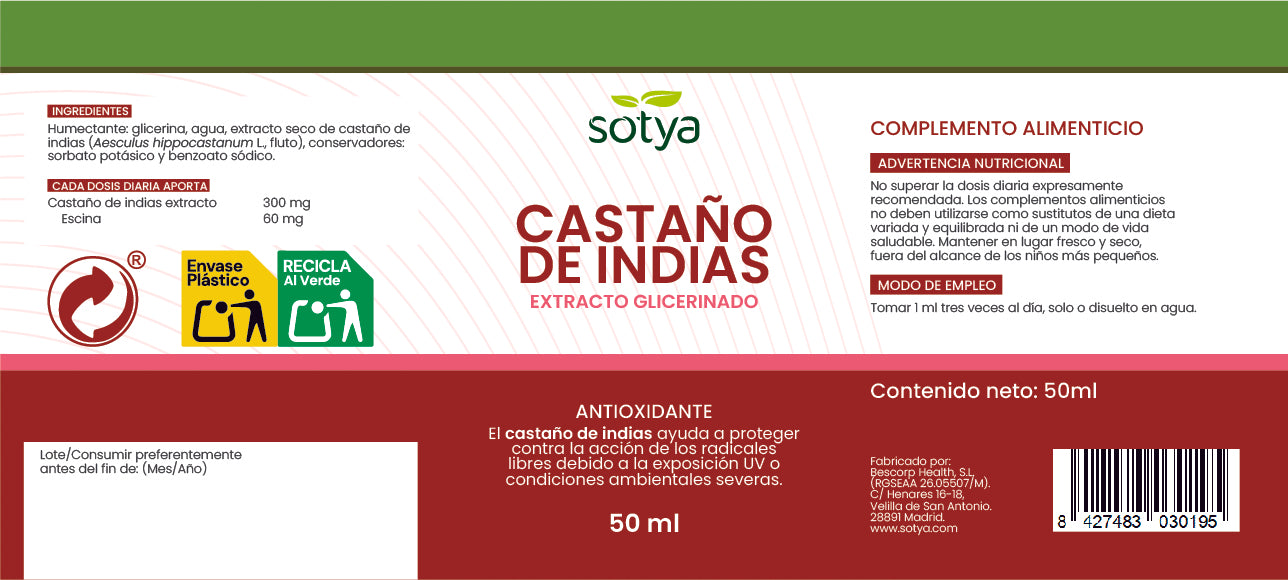 Castaño de indias extracto glicerinado, 50ml