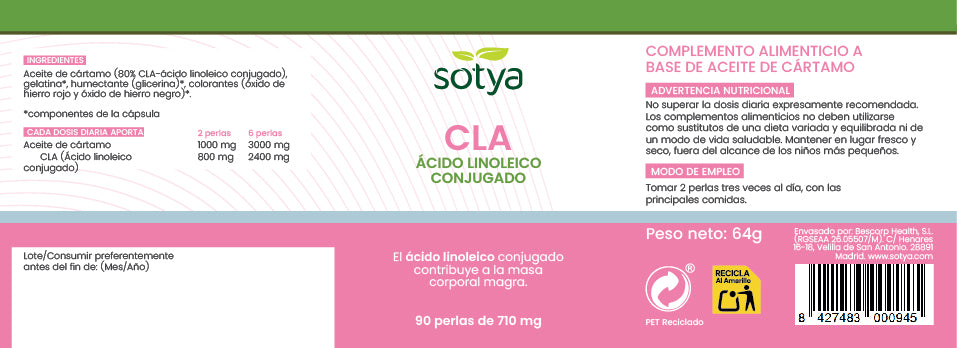 CLA (Ácido Linoleico Conjugado) 90 perlas de 710mg