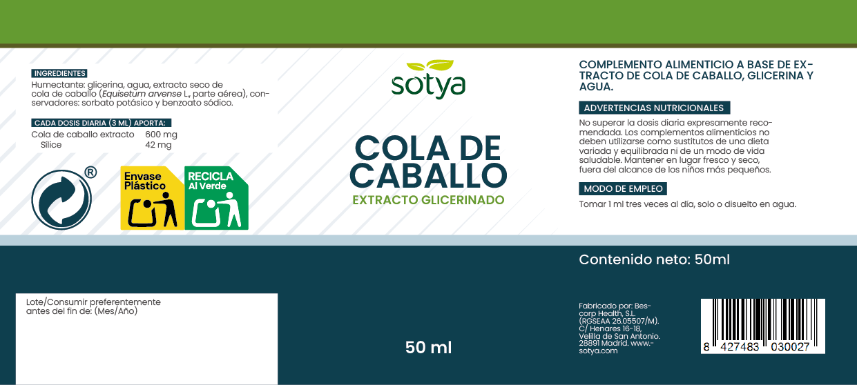 Cola de caballo extracto glicerinado, 50ml