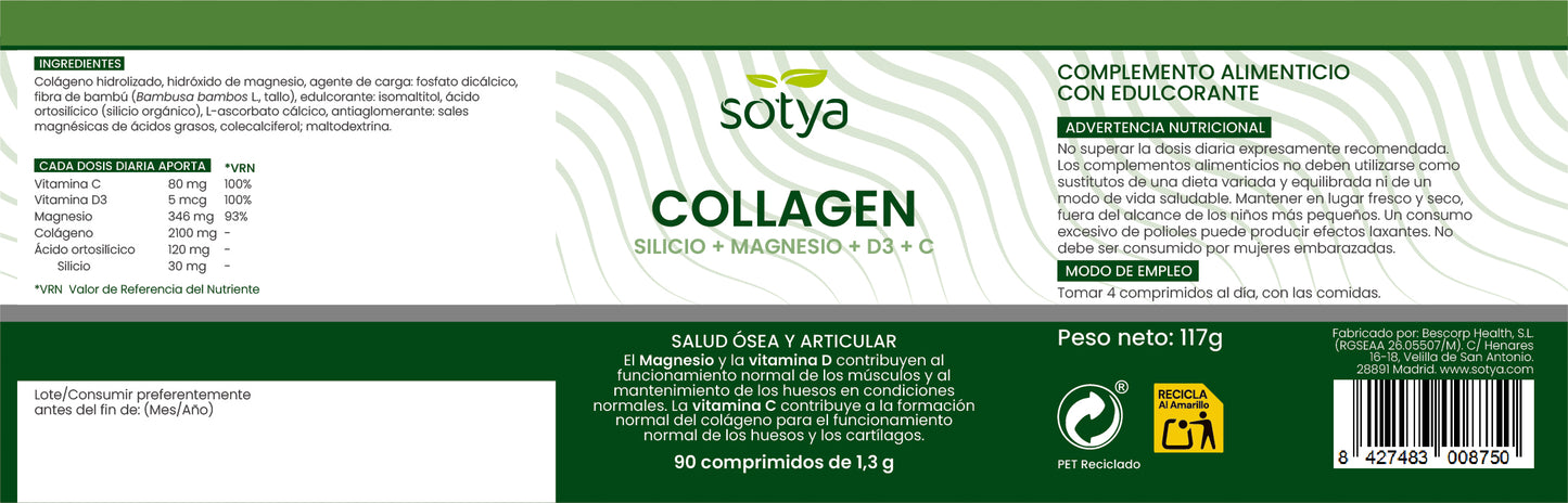 Collagen Silicio + Magnesio + D + C 90 comprimidos de 1,3g