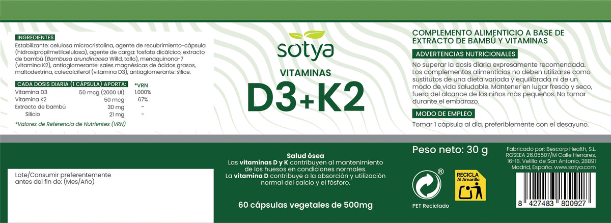 Vitamina D3+K2 500mg