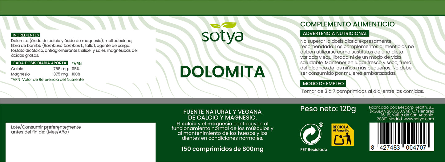Dolomite 150 Tablets of 800mg