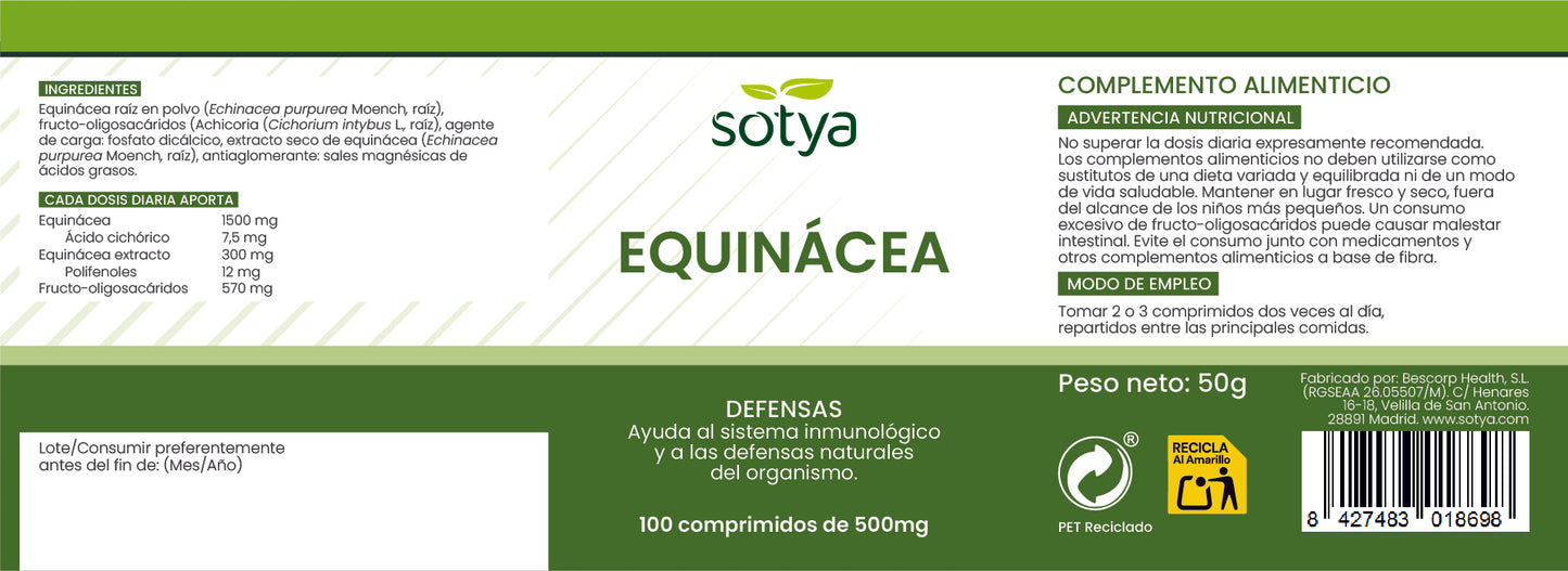 Equinácea 100 comprimidos de 500mg
