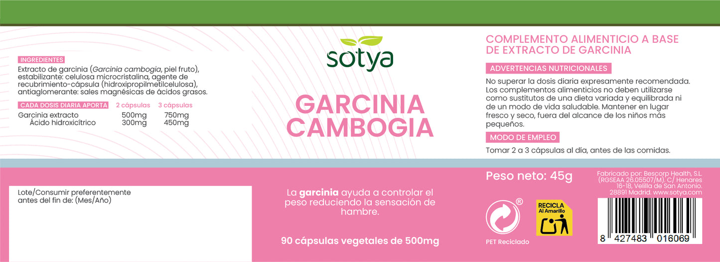 Garcinia Cambogia 90 vegetable capsules of 500mg