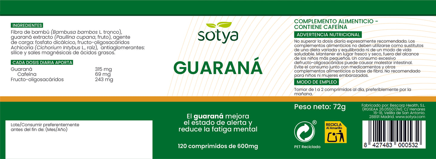 Guarana 120 600mg Tablets