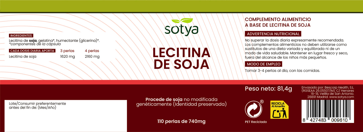 Lecitina de Soja 110 perlas de 740 mg