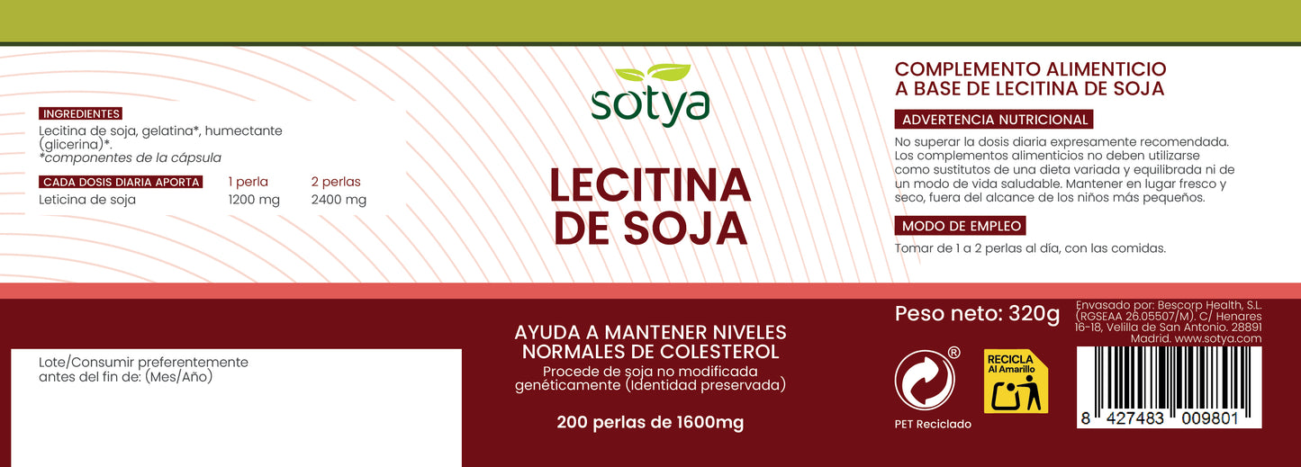 Lecitina de Soja 200 perlas de 1600mg