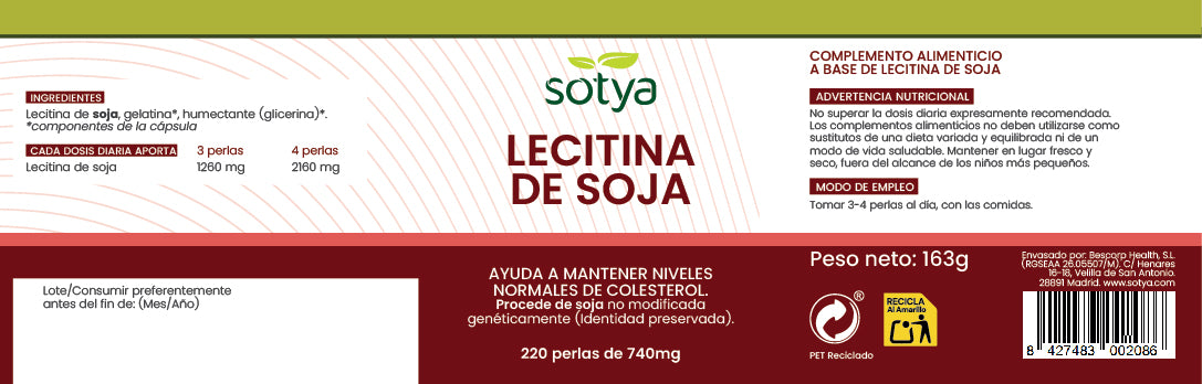 Lecitina de Soja 220 perlas de 740mg
