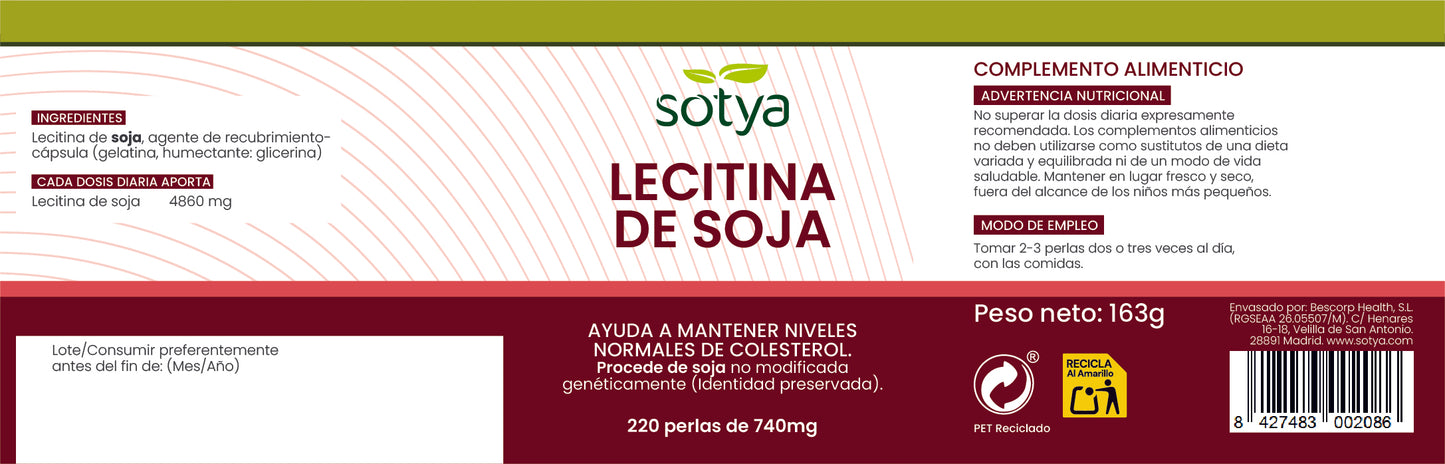 Lecitina de Soja 220 perlas de 740mg