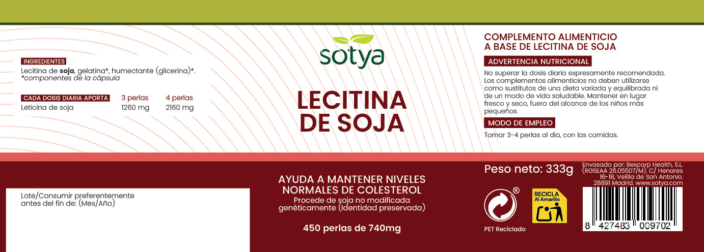Lecitina de Soja 450 perlas de 740mg
