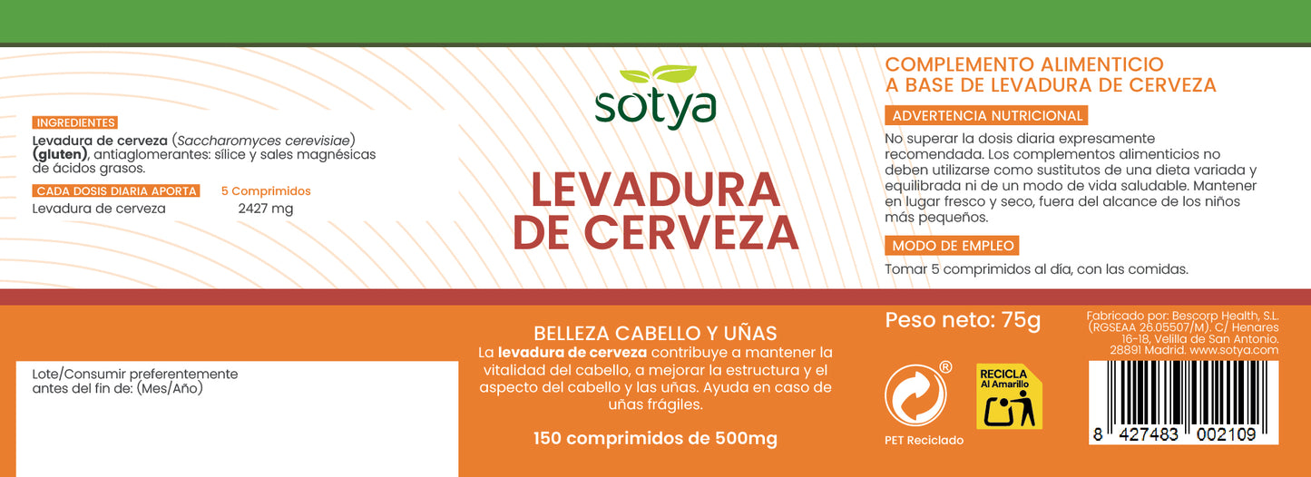 Levadura de Cerveza 150 Comprimidos de 500mg
