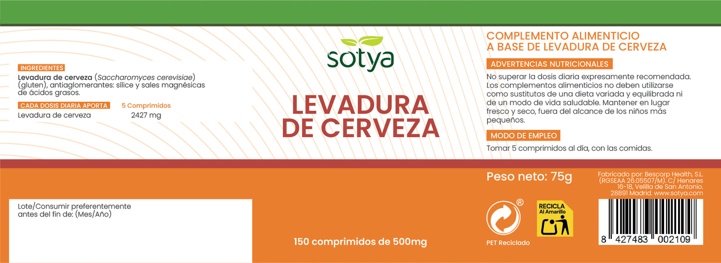 Levadura de Cerveza 150 Comprimidos de 500mg