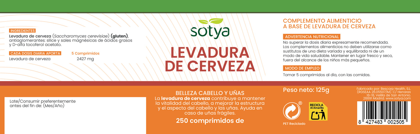 Levadura de Cerveza 250 comprimidos de 500mg