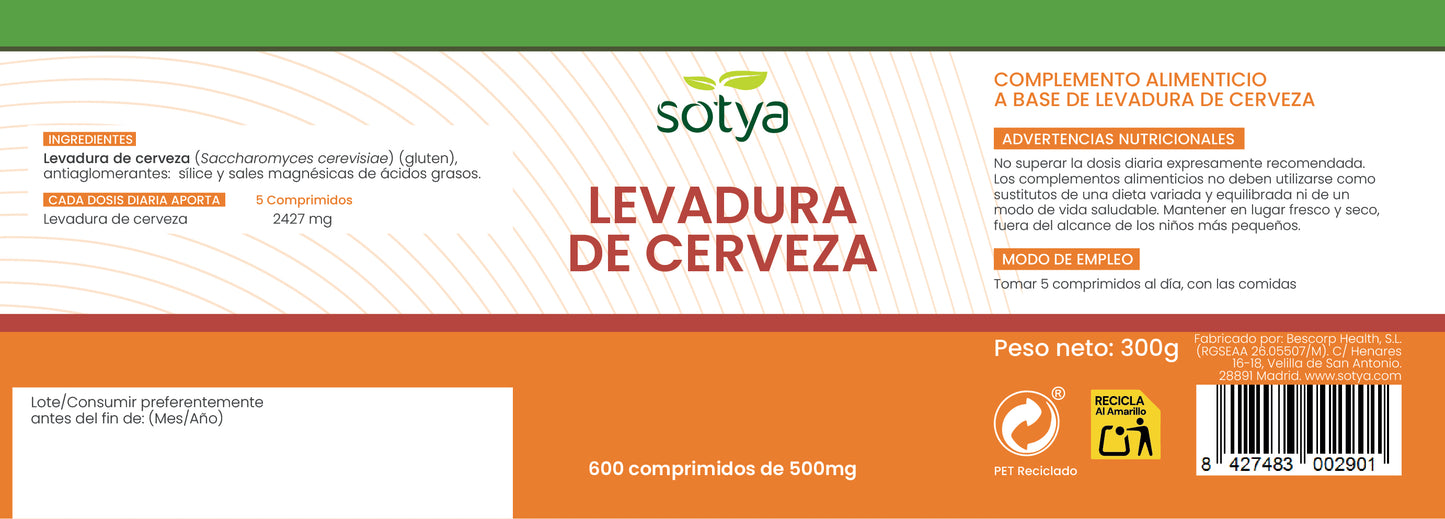 Levadura de Cerveza 600 comprimidos de 500mg