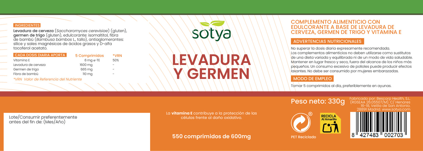 Levadura y Germen 550 comprimidos de 600mg