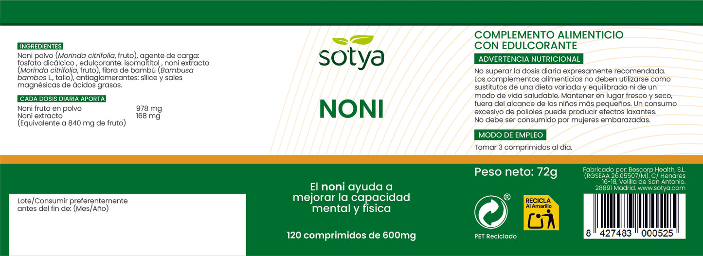 Noni 120 comprimidos de 600mg