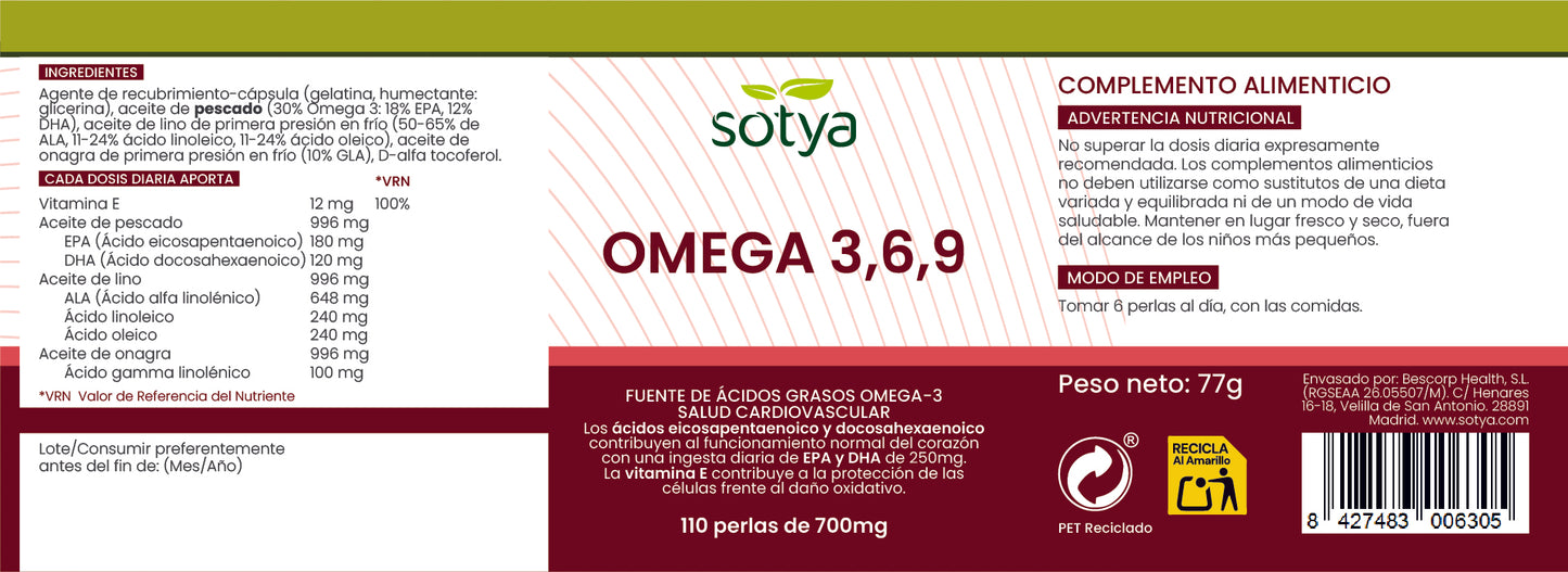 Omega 3, 6, 9 110 pearls 700mg