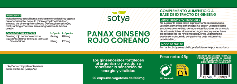 Korean Red Panax Ginseng 90 Vegetable Capsules 500mg
