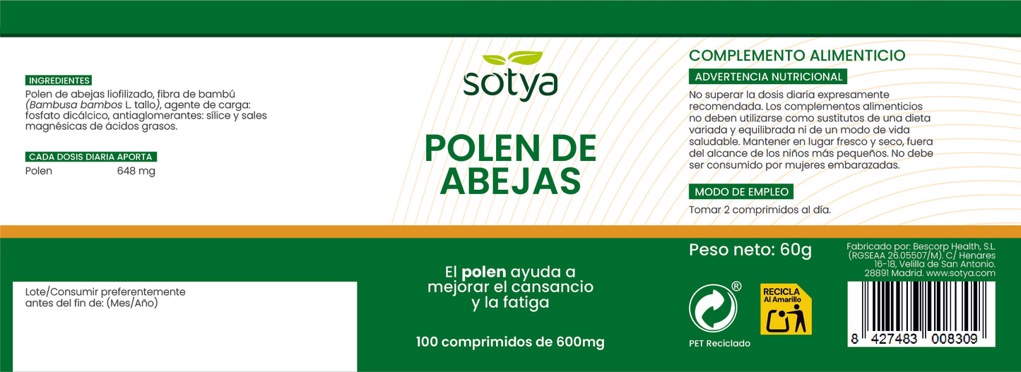 Bee pollen 100 tablets of 600 mg