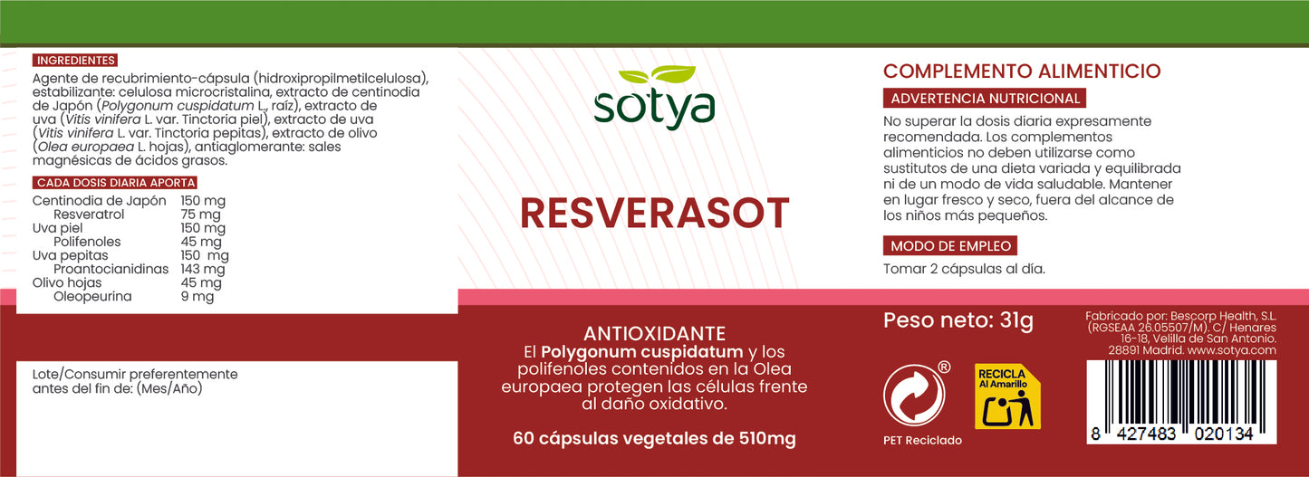 Resverasot 60 cápsulas vegetales de 510mg