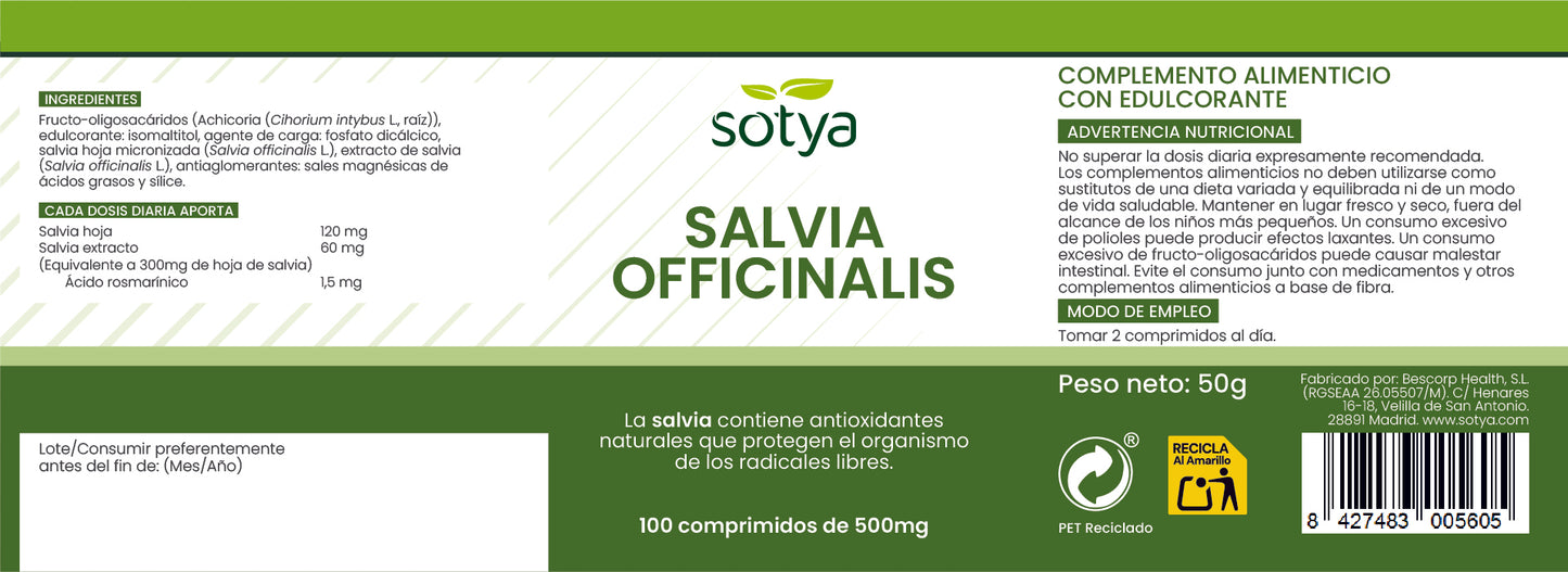 Salvia 100 comprimidos de 500mg