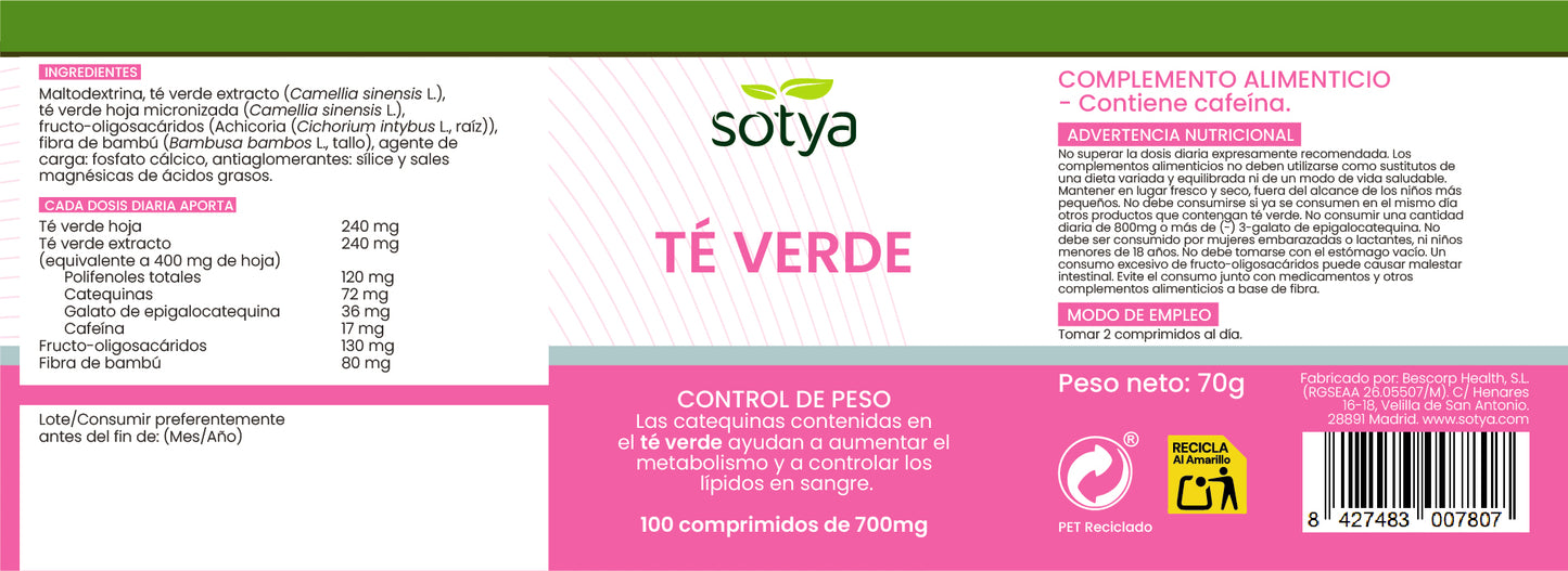Té Verde 100 comprimidos de 700mg