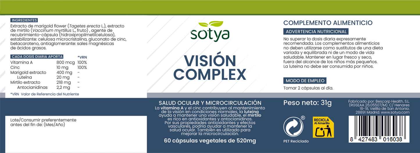 Vision Complex 60 vegetable capsules of 520 mg
