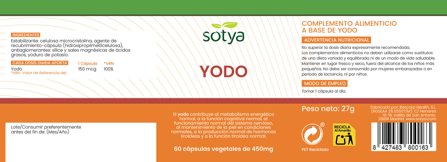 Yodo 60 cápsulas vegetales de 450mg
