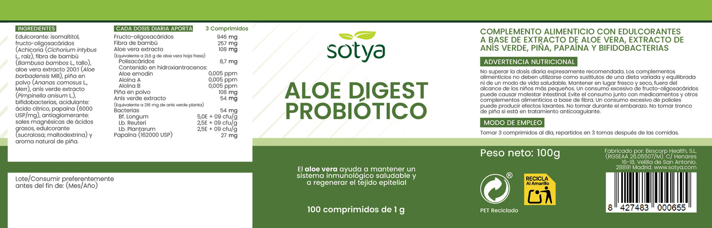 Aloe Digest Próbiotico 100 comprimidos de 1g