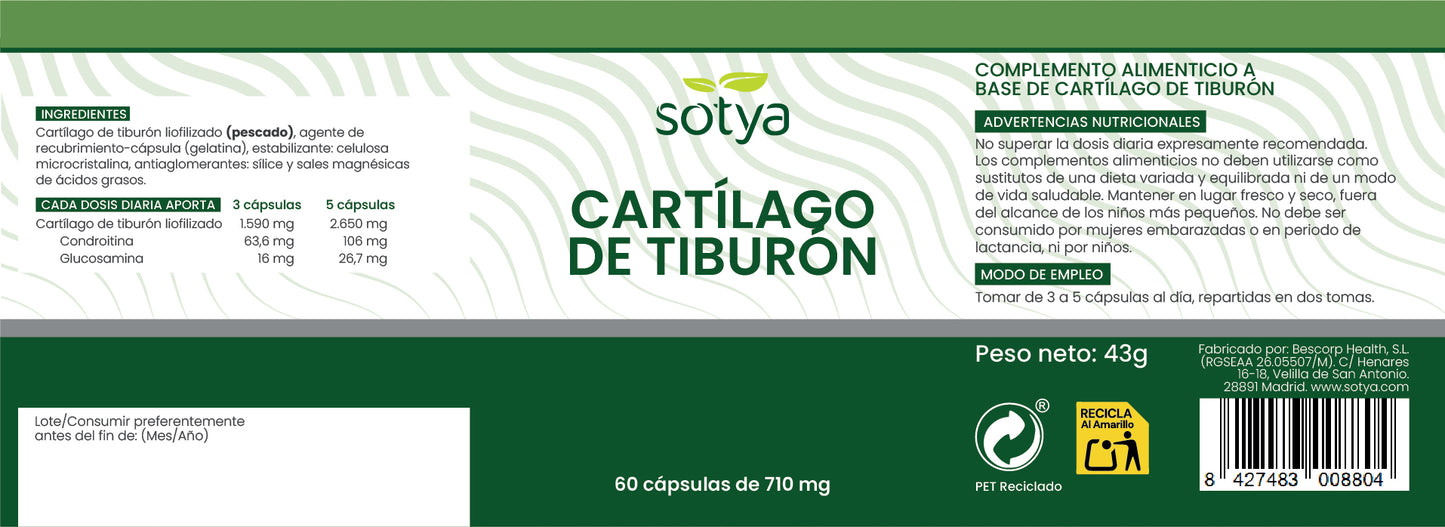 Cartílago de Tiburón 60 cápsulas de 710mg
