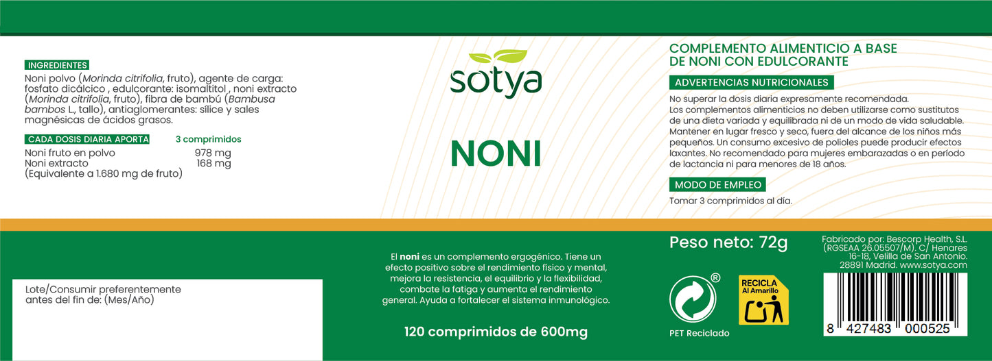 Noni 120 comprimidos de 600mg