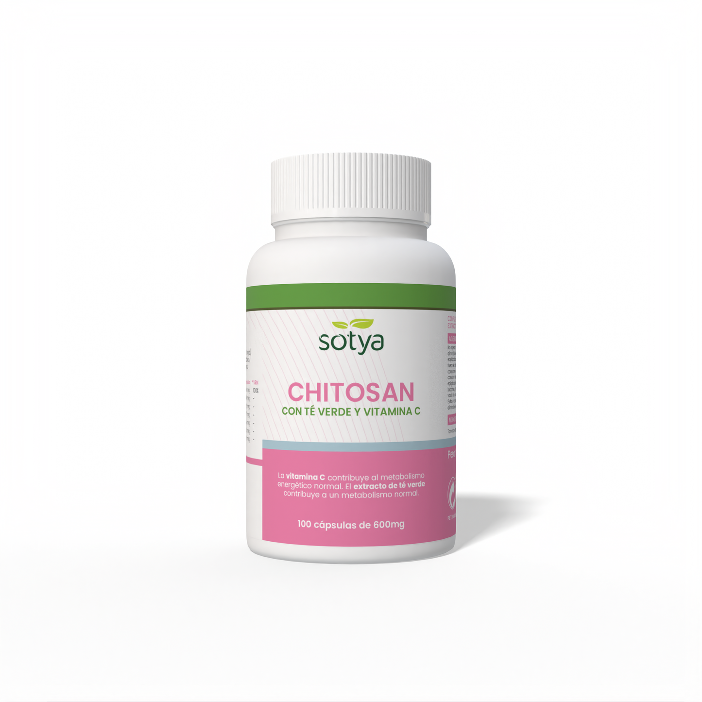 Chitosán con Té Verde y Vitamina C 100 cápsulas de 600mg