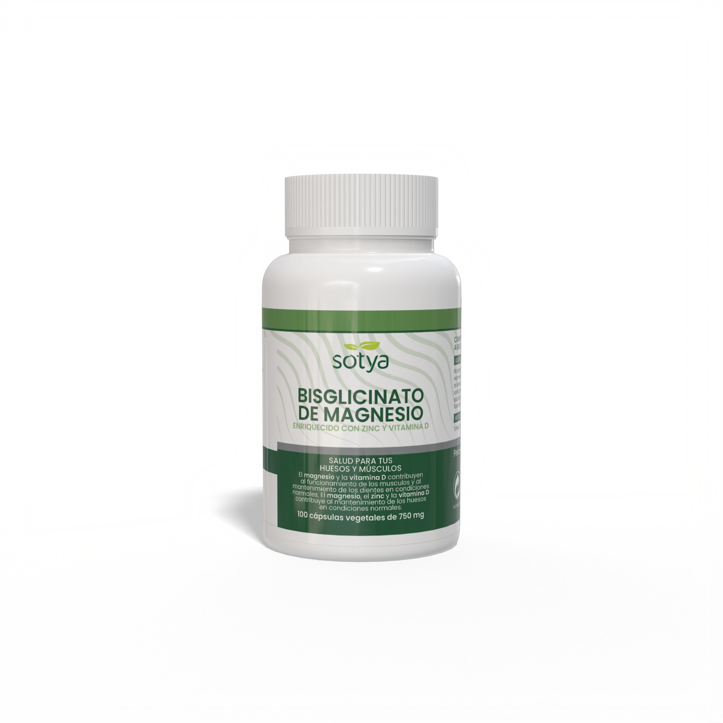 Bisglicinato de Magnesio Enriquecido con zinc y vitamina D 100 cápsulas vegetales de 750mg