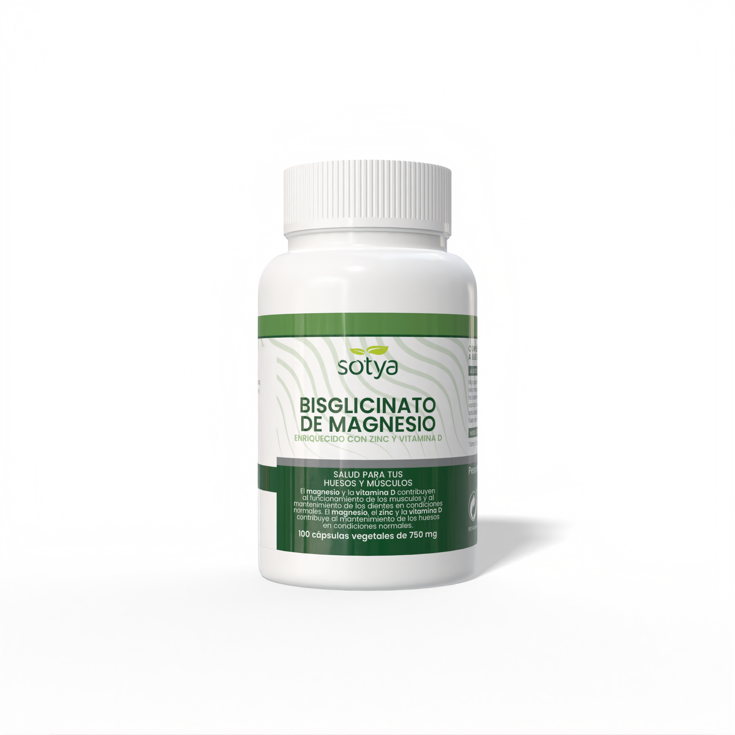 Bisglicinato de Magnesio Enriquecido con zinc y vitamina D 100 cápsulas vegetales de 750mg