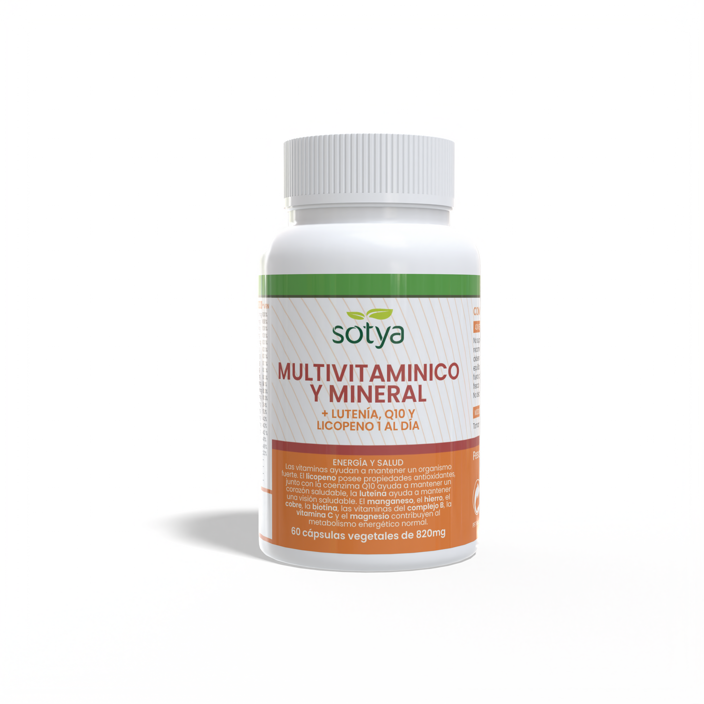 Multivitamínico y Mineral + Luteína, Q10 y Licopeno 1 al día 60 cápsulas vegetales de 820mg
