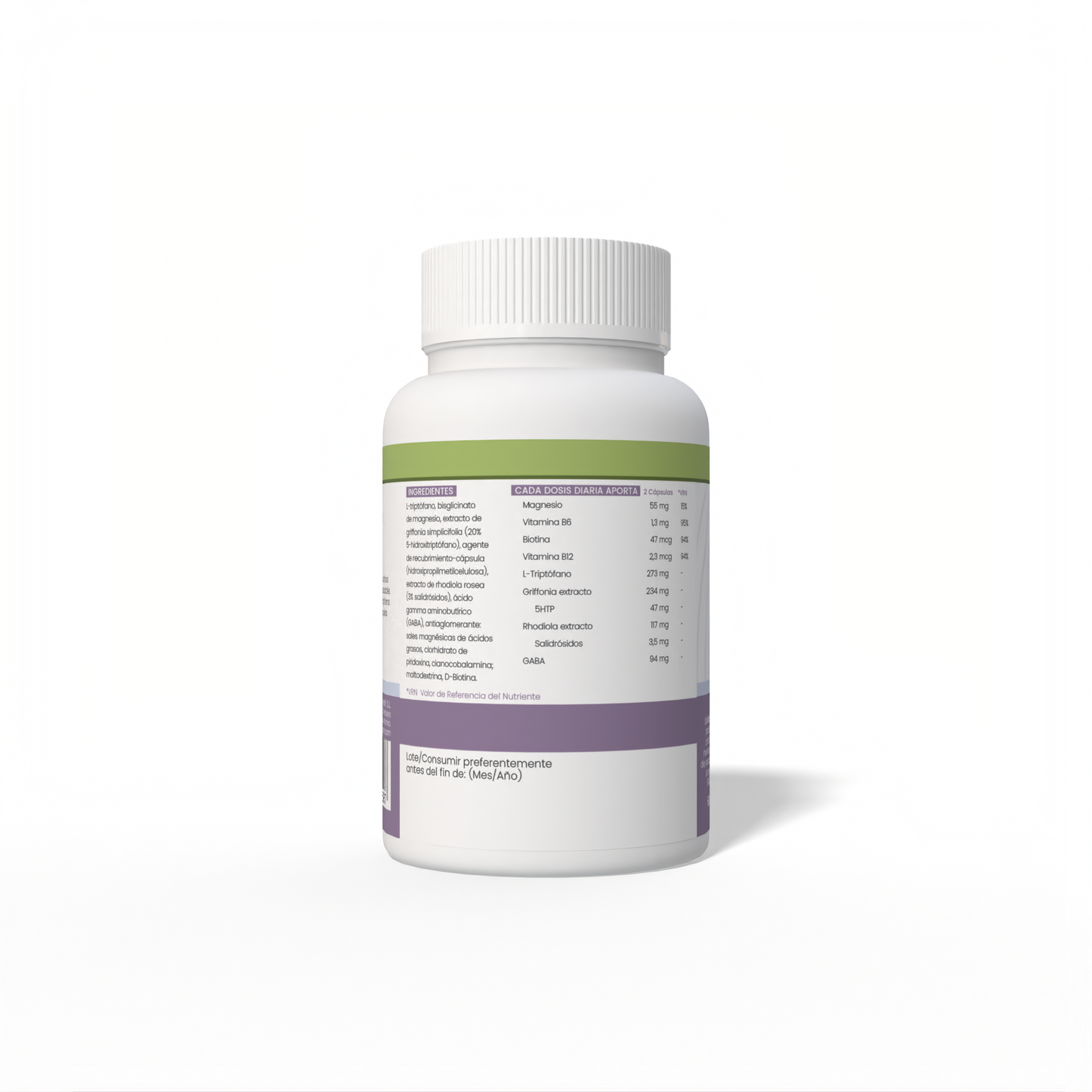 5HTP + B6 + Biotina + Mg + Gaba + Rhodiola 60 cápsulas vegetales de 620mg