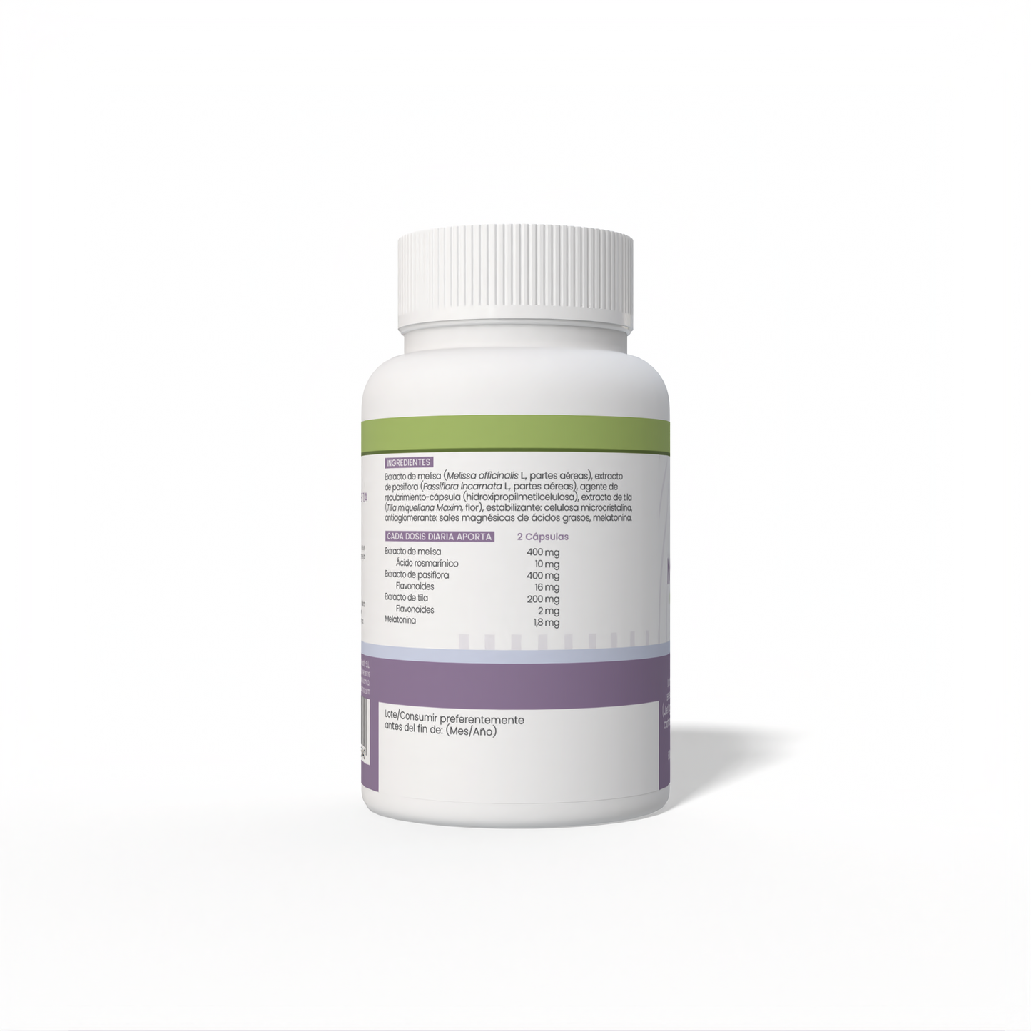 Melatonina Melissa + Pasiflora + Tila 60 cápsulas vegetales de 650mg
