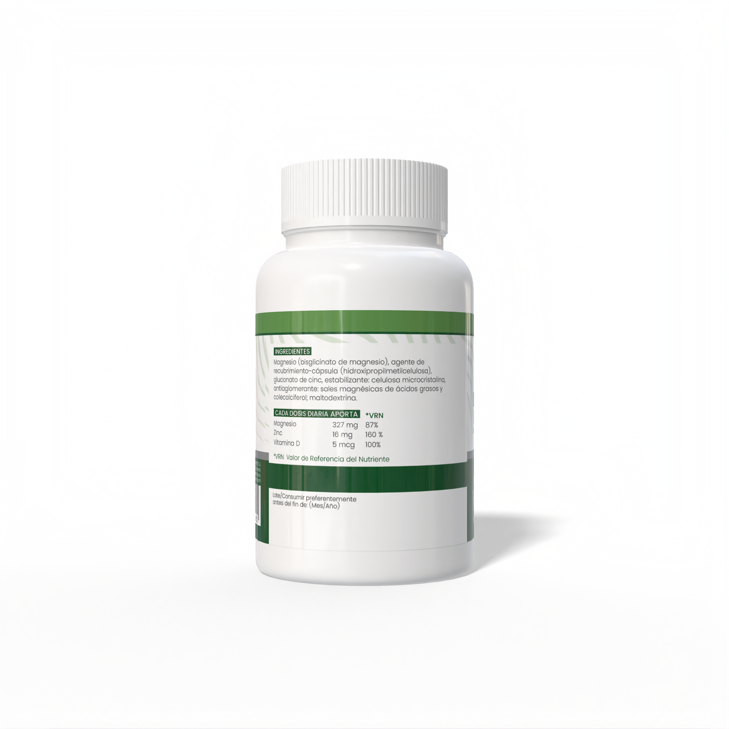 Bisglicinato de Magnesio Enriquecido con zinc y vitamina D 100 cápsulas vegetales de 750mg