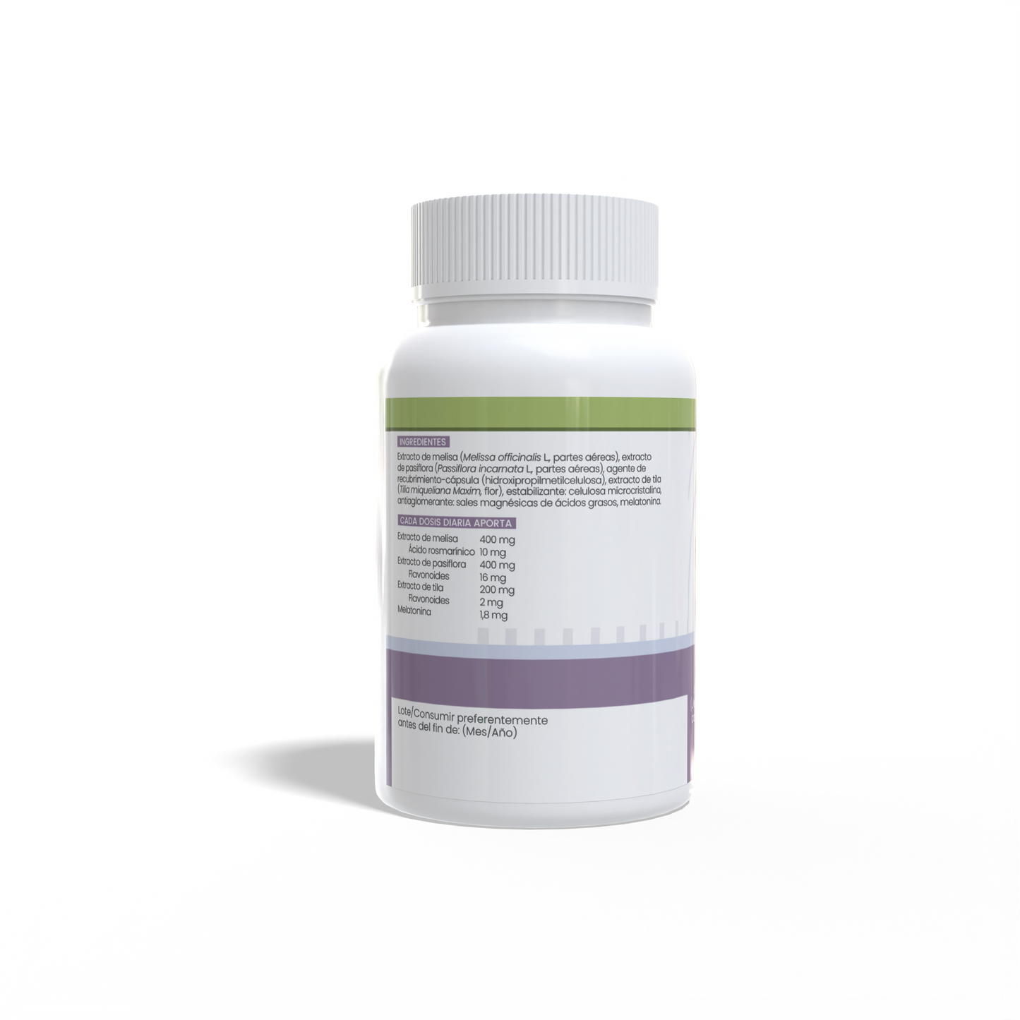 Melatonina Melissa + Pasiflora + Tila 60 cápsulas vegetales de 650mg