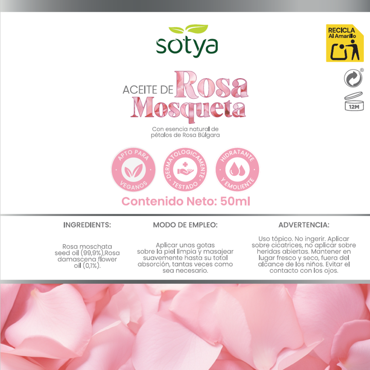 Aceite de Rosa Mosqueta 50 ml con esencia de rosas